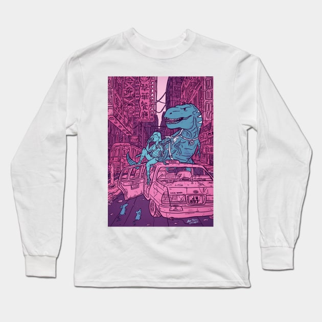 Cobalt Girl & Dimsum Dinosaur Long Sleeve T-Shirt by EpicD0m